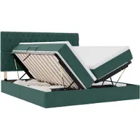 vidaXL Lit coffre à LED avec matelas, vert foncé, 200 x 200 cm, velours