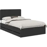 vidaXL Cadre de lit avec tiroirs Noir 120 x 190 cm Bois d'ingénierie