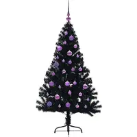 vidaXL Sapin de Noël artificiel pré-éclairé Noir 150 cm PVC