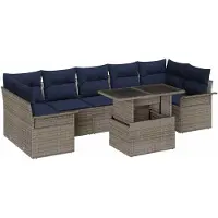 vidaXL Ensemble de canapés de jardin , 8 pièces, gris, en résine tressée