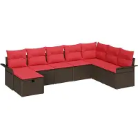 vidaXL Ensemble de canapé de jardin , 8 pièces, en polyrotin, couleur marron et rouge