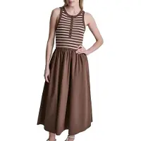 DKNY Henley Sleeveless Short Dress Marron M Femme