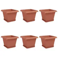 vidaXL Pots de fleurs, lot de 6, rouge brique, 28,5 x 28,5 x 22 cm, plastique
