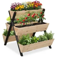 Northix Jardinière surélevée verticale avec 5 jardinières en bois de sapin