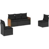 vidaXL Ensemble de salon de jardin 5 pièces avec coussins noir poly rotin
