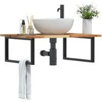 vidaXL Meubles Etagère de lavabo mural acier et acacia - Miroir de salle de bain 3302921