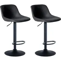 CLP - Ensemble de 2 tabourets de bar de style industriel, avec dossier et rotation à 360°, couleur noire, revêtus en similicuir