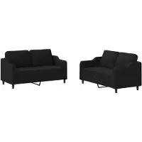 vidaXL Ensemble de canapés 2 pièces avec coussins Tissu noir