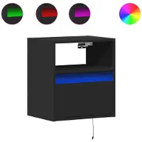 vidaXL Tables de chevet murales avec lumières LED 2 pcs noir