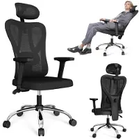 Supfine Chaise de bureau ergonomique avec support lombaire, chaise de bureau pivotante, capacité de poids : 150 kg