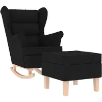 vidaXL Chaise à bascule avec repose-pied Noir Tissu