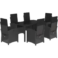 vidaXL Ensemble de jardin 7 pièces avec coussins Noir Poly Rattan