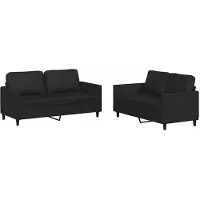 vidaXL Ensemble de canapés 2 pièces avec coussins Noir Similicuir