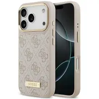 GUESS 4g Logo Plate Magsafe Iphone 17 Pro Phone Case Rose