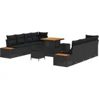 vidaXL Ensemble de canapé de jardin avec coussins 11 pcs noir