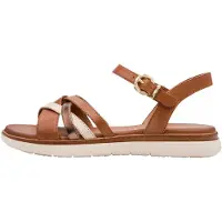Tamaris Sandales - - Comfort - Cuir - Cognac (Comb) - Talon plat