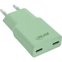 InLine Chargeur USB-C, 30 W, GaN, double port USB-C, PD/PPS, Matcha Latte/vert