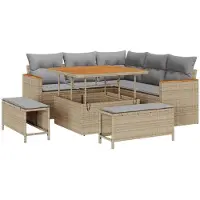 vidaXL Ensemble de canapé de jardin 8 pcs Beige Poly-Rattan