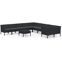 Syfax Salon de jardin 11 pcs avec coussins Résine tressée Noir