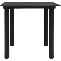 vidaXL Table de jardin noire 80x80x74 cm acier et verre