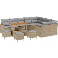 vidaXL Ensemble canapé de jardin 13 pièces beige polyrotin
