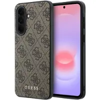 GUESS PU 4G Metal Classic Logo Case for Samsung Galaxy A57 Brown (Samsung Galaxy A57), Coque pour téléphone portable, Marron