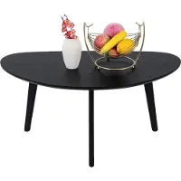 OEM Table basse en chêne massif, ovale, 85 cm, salon, noir