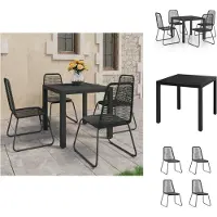 vidaXL Ensemble de jardin 5 pièces PVC Rotin Noir - Ensemble de meubles de jardin