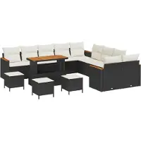 vidaXL Ensemble canapé de jardin 14 pcs noir poly rotin