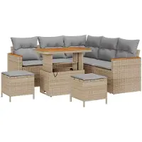 vidaXL Ensemble de canapé de jardin 8 pcs Beige Poly-Rattan
