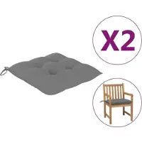 vidaXL Coussins de chaise lot de 2 gris 50x50x7 cm tissu oxford