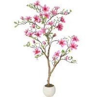 StarTech.com Magnolia - Arbre artificiel sur pied - 150 cm - Feuilles en PE Real Touch - Facile d'entretien - Pour l'extérieur - Rose