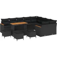 vidaXL Ensemble canapé de jardin 13 pcs noir poly rotin