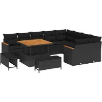vidaXL Ensemble de canapés de jardin 12 pcs noir poly rotin