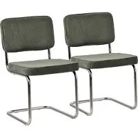 Happy Garden Lot de 2 chaises cantilever en velours côtelé vert kaki MARIA