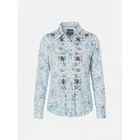 KOROSHI Chemisier bleu clair / brun foncé
