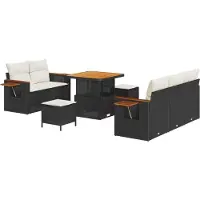 vidaXL Ensemble canapé de jardin 8 pcs noir poly rotin