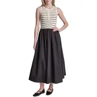 DKNY Henley Sleeveless Short Dress Noir L Femme