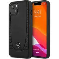 Mercedes Étui rigide en cuir noir pour iPhone 15 Plus