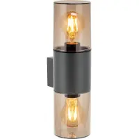 Adviti Applique murale LED double E27 - Gris foncé - IP54 - Design élégant