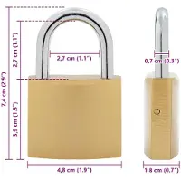 vidaXL Cadenas en U avec clés 6 pièces Laiton Fer