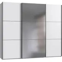 Wimex Armoire coulissante Indiana avec miroir, dimensions 250x65x216 cm, couleur blanche (18946)