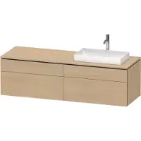 Duravit L-Cube Meuble sous-lavabo en console suspendu, avec plan de toilette en console, 4 tiroirs, vasque à droite, 1620x482x550mm, LC4871R71710000