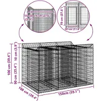 vidaXL Jardinière surélevée en gabions, 2 pièces, 150 x 100 x 100 cm, acier galvanisé