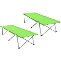 vidaXL Lit pliant pour camping, 2 pièces, vert, 194 x 62,5 x 42,5 cm