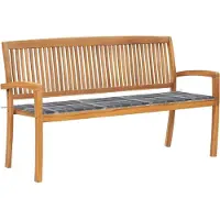 vidaXL Banc de jardin empilable avec support 159 cm bois massif teck