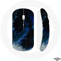CAPACHEAP Souris Sans Fil Nuages de fumée multicolore de bleu gris et noir sur fond noir