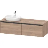 Duravit Ketho.2 bâti-support de lavabo en console, découpe de la vasque à gauche, 1600x459x550mm. 2 tiroirs, K24889L55550000