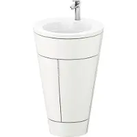 Duravit Starck 1 c-bonded Ensemble au sol, rond, 560x864x605mm, lavabo blanc ultra-brillant, poignée chrome, S19513O10360000
