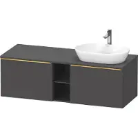 Duravit D-Neo Meuble sous-vasque en console suspendu (découpe à droite), 1400x459x550mm, 2 tiroirs, 2 compartiments ouverts, avec poignée or poli, DE4950R34490000